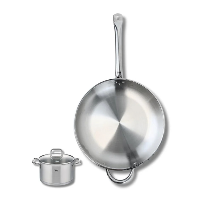 Ensemble de 1 Poêle de cuisson 32 cm et 1 faitout 12 cm Elo Profi Citrin