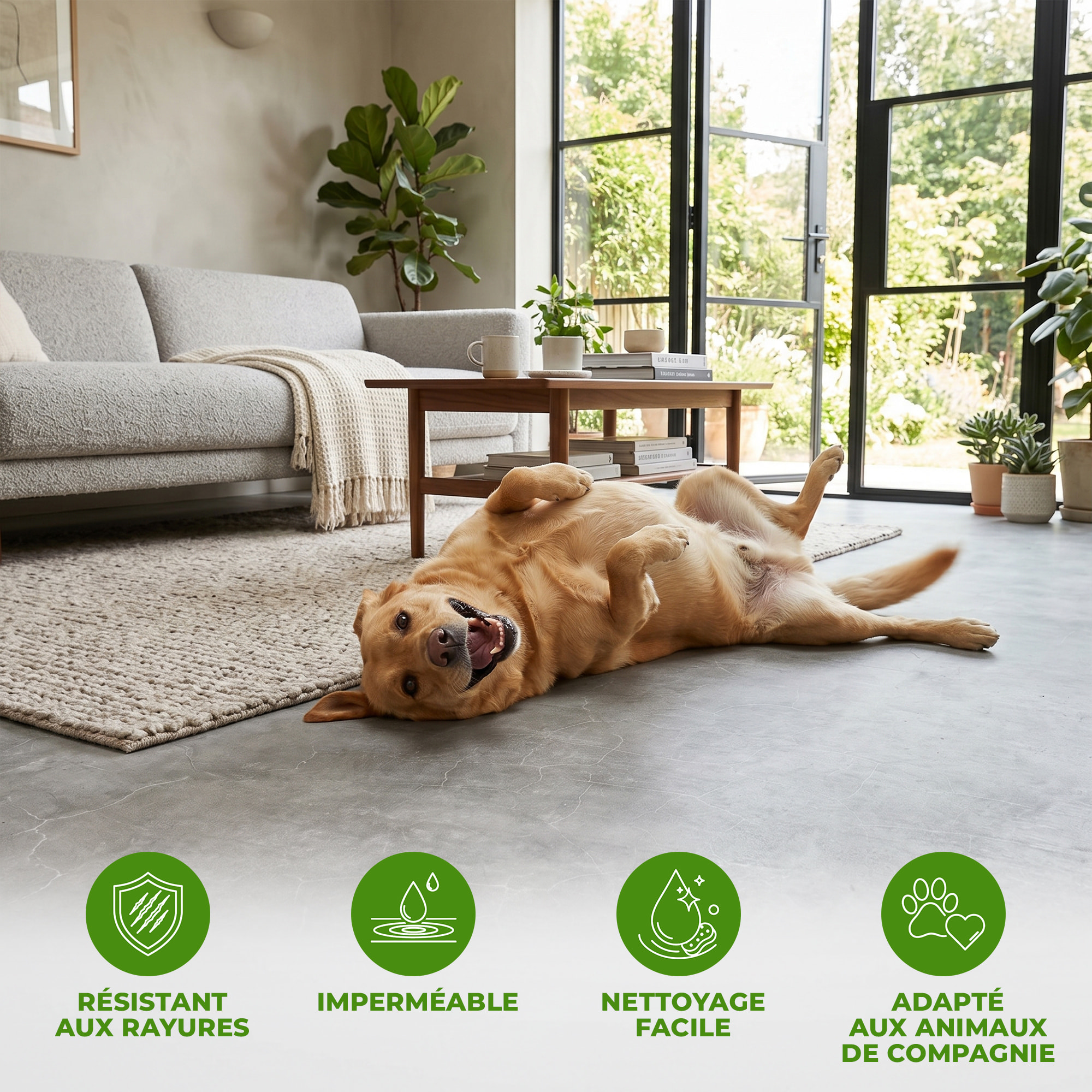 Sticker Sol avec laminat de Protection en Plastique Anti-dérapant | Stickers adhésif Sol - SOL CARRELAGES DALLE DE BETON CIRÉ - 1 sticker