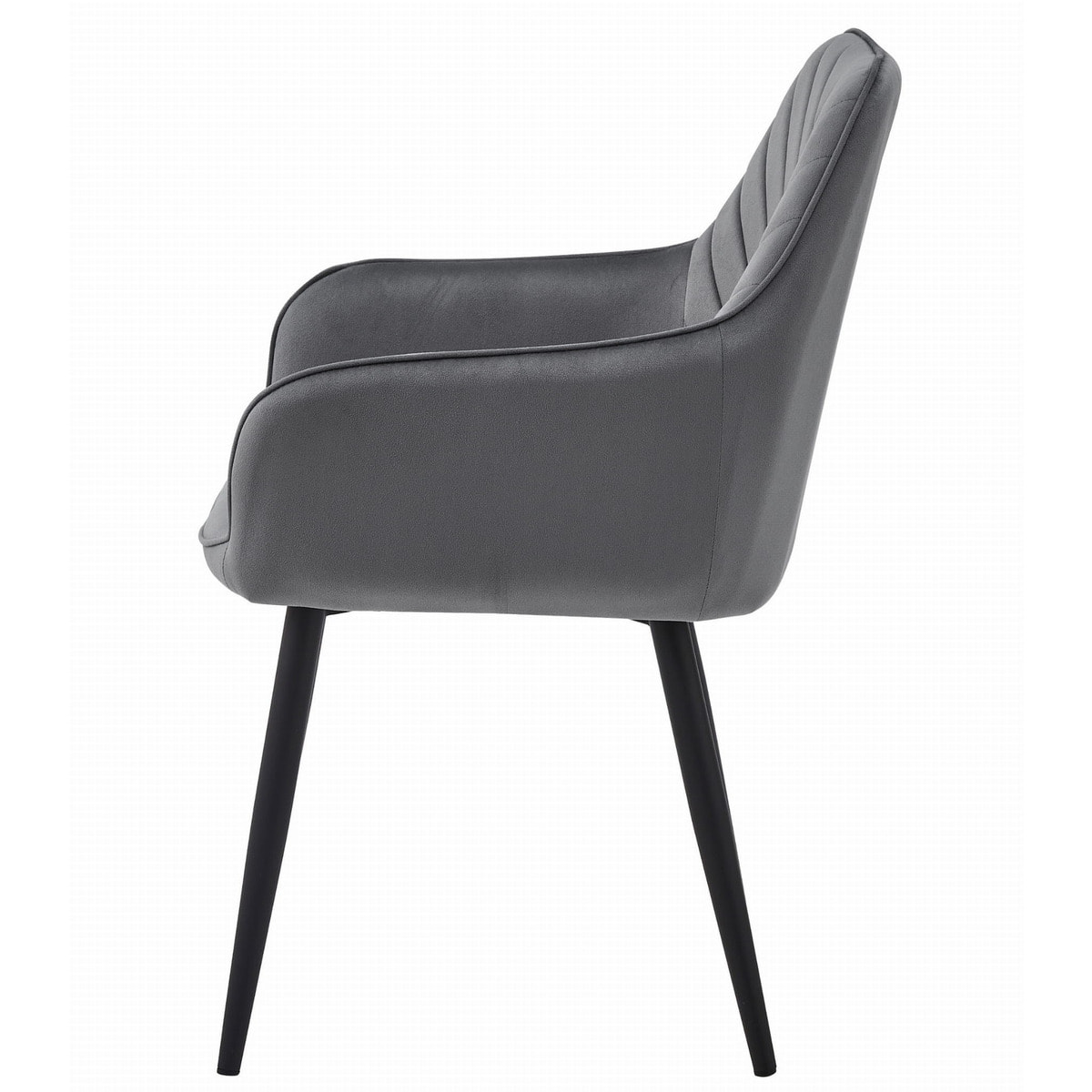 Sedia Nana in Velluto Grigio Scuro con Gambe Nere