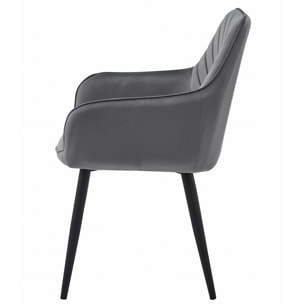 Sedia Nana in Velluto Grigio Scuro con Gambe Nere