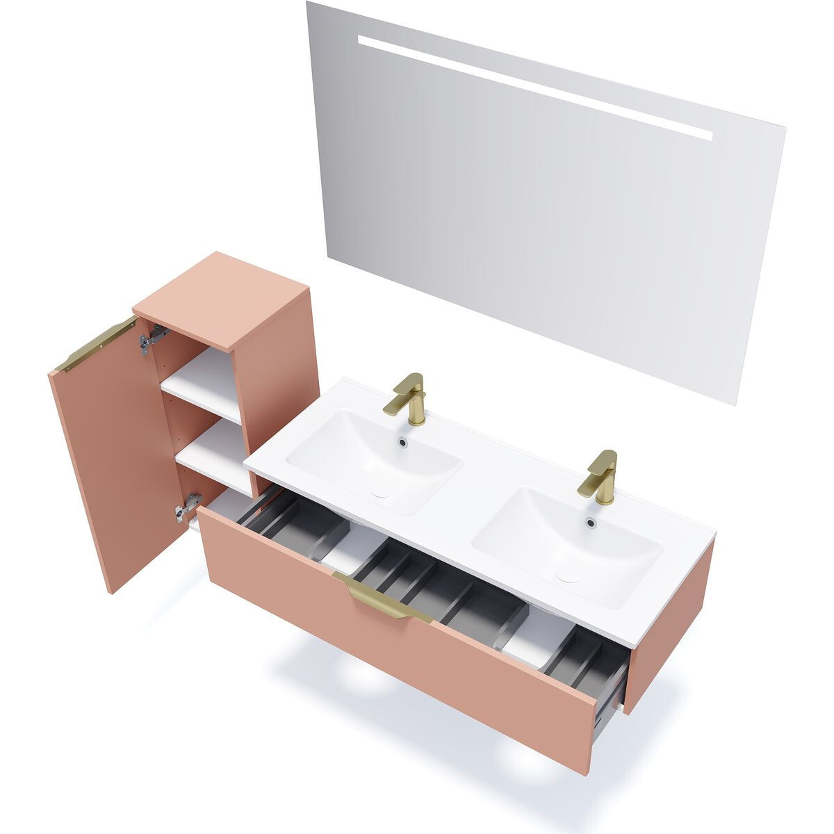 Ensemble double vasque 1 tiroir + miroir - VENICE
