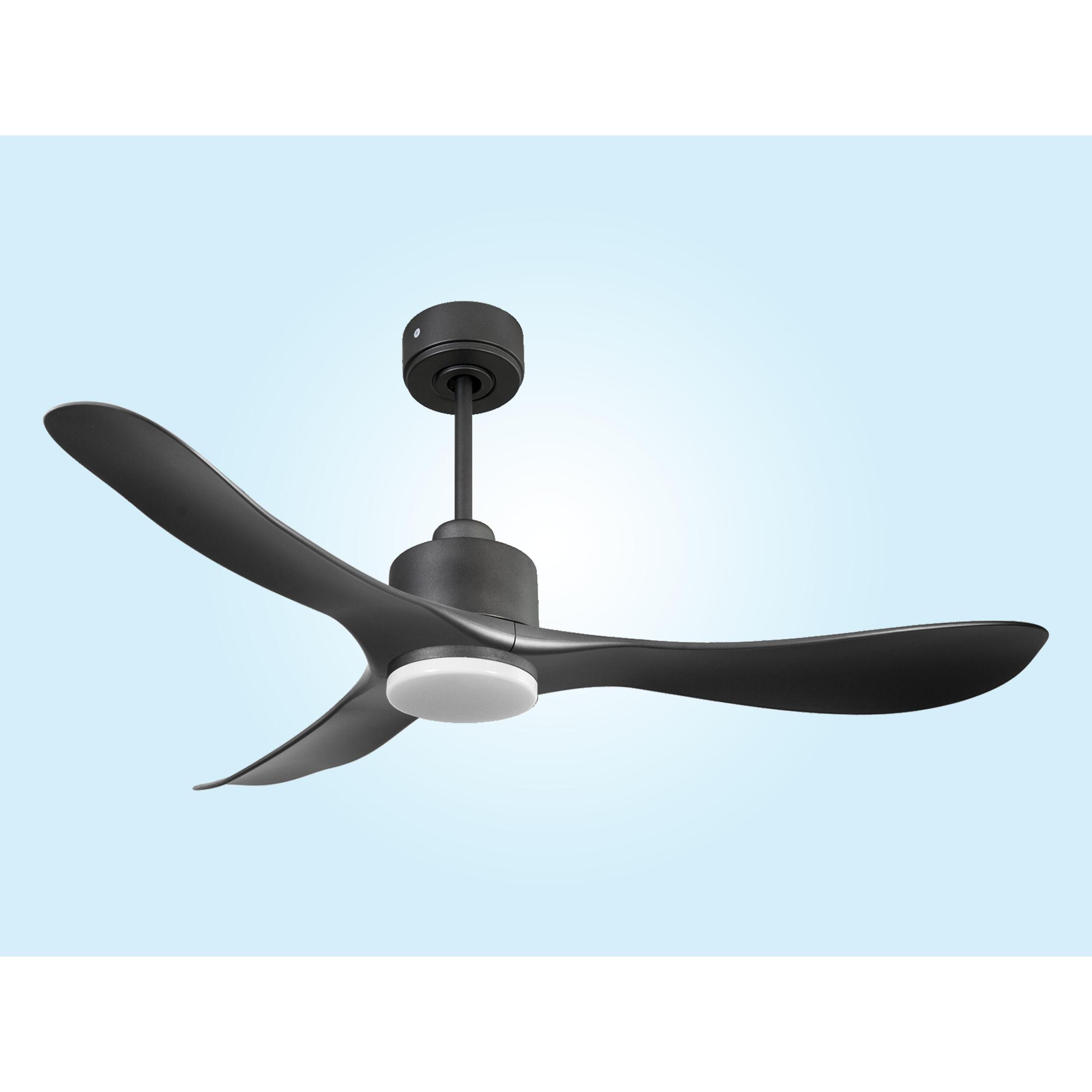 Ventilateur de plafond Réversible  Thermostat Dimmable Wifi Moteur à courant continu Toits en pente Télécommande Lumière à trois tons Hypersilence Mémoire