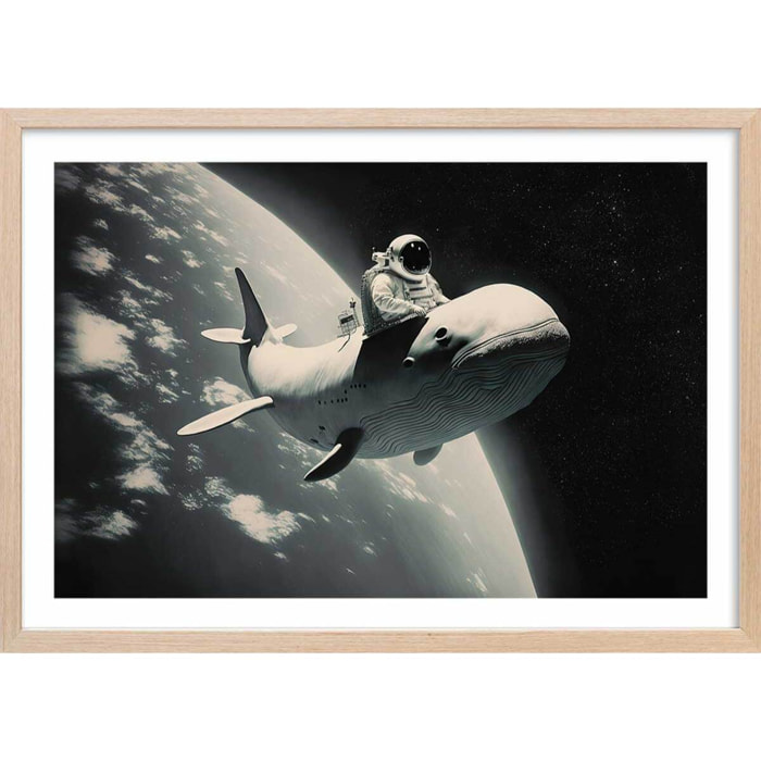 Affiche enfant un voyage spécial  Affiche + cadre en bois - Chêne