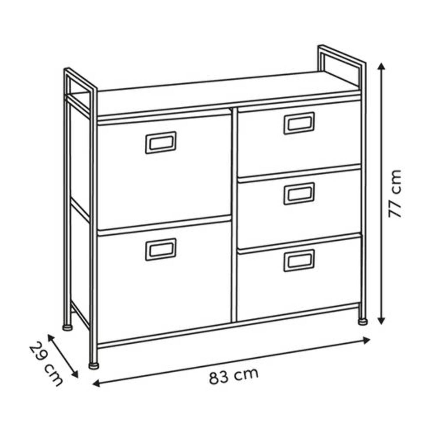 Meuble de rangement Tissa 5 tiroirs beige