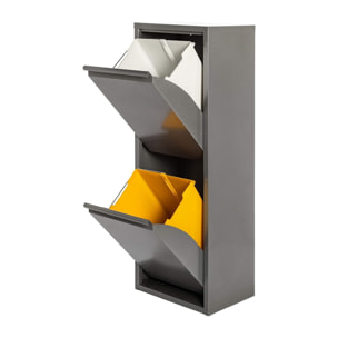 Well home - cubo de basura y reciclaje metálico de 2 compartimentos, 2x17l (34l) gris brillo