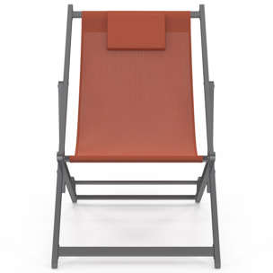 Chiliennes en métal et toile terracotta - lot de 2