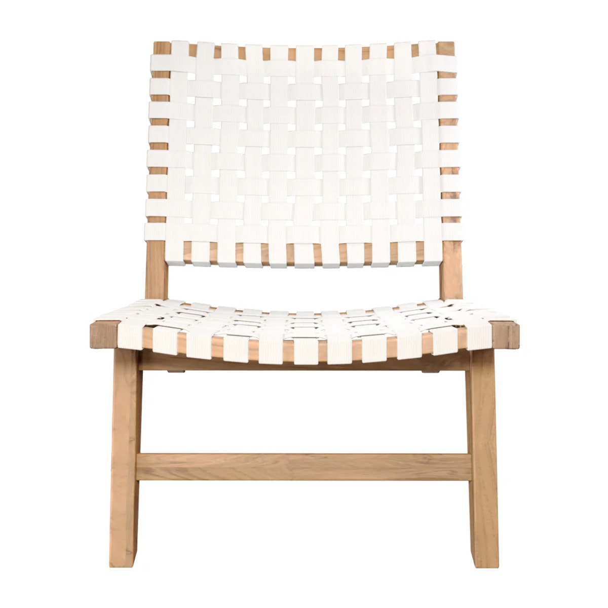 Fauteuil de jardin en teck et sangles en tissu blanc - Tao