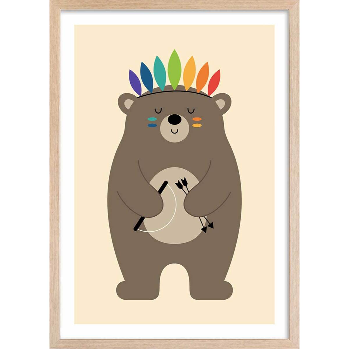 Affiche  playing indians Affiche + cadre en bois - Chêne