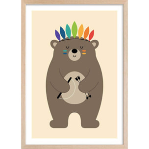 Affiche  playing indians Affiche + cadre en bois - Chêne