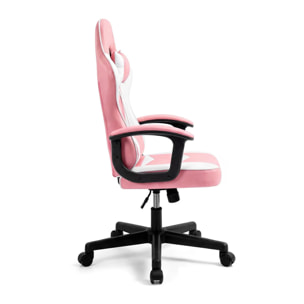 Silla gaming reclinable y con altura ajustable en rosa y blanco Raptor Rosa - Blanco