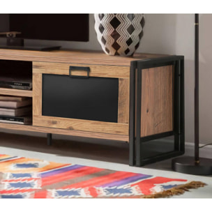 Mobile porta TV Dpetron, Credenza da soggiorno, Armadio basso per TV, Base parete attrezzata, 180x45h50 cm, Quercia e Nero