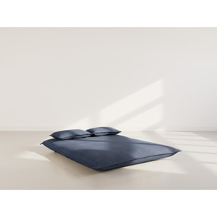 Candice - Banquette 2 places convertible clic-clac en velours côtelé - Bleu nuit