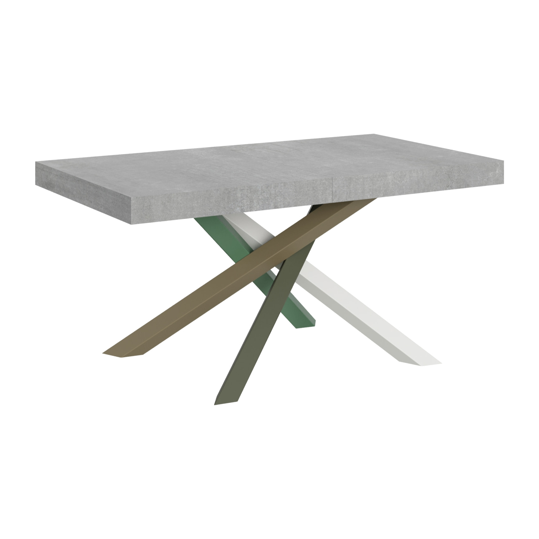 Table extensible 90x160/264 cm Volantis Gris Béton cadre 4/A