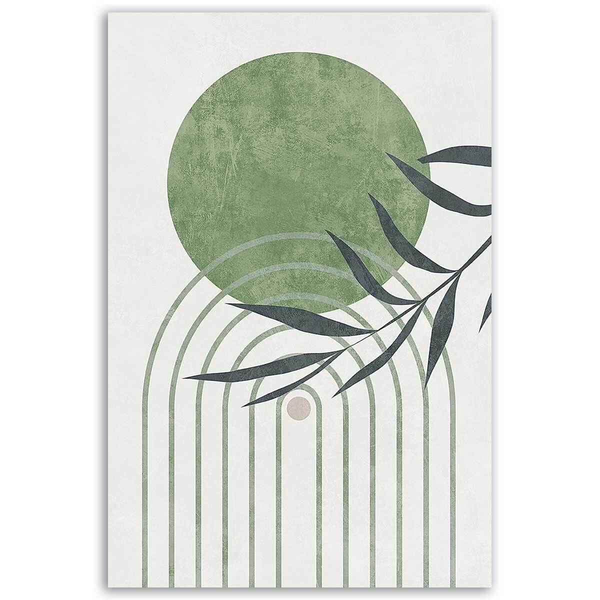 Tableau abstrait végétal cercle vert Toile imprimée