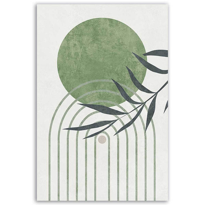Tableau abstrait végétal cercle vert Toile imprimée