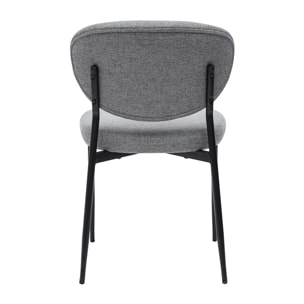 Chaises en tissu effet velours texturé gris et métal noir (lot de 2) BREKA