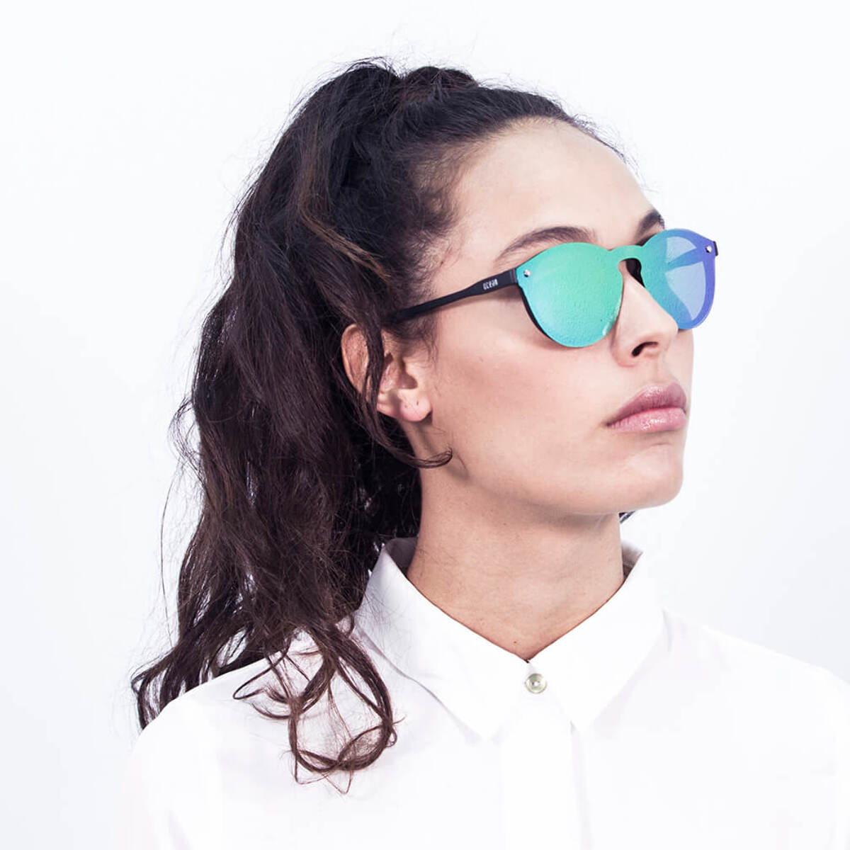 Gafas de sol PALO ALTO RIGA - Negro mate / Plana verde revo