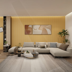 Chopin - Set 6 Pannelli Fonoassorbenti Decorativi 235x18 cm per Interno ed Esterno in WPC Oak