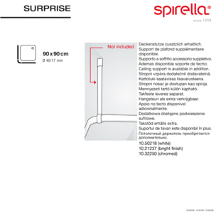 Barre tringle pour rideau de douche d'angle à fixer en Alu SURPRISE 90x90cm Blanc Spirella
