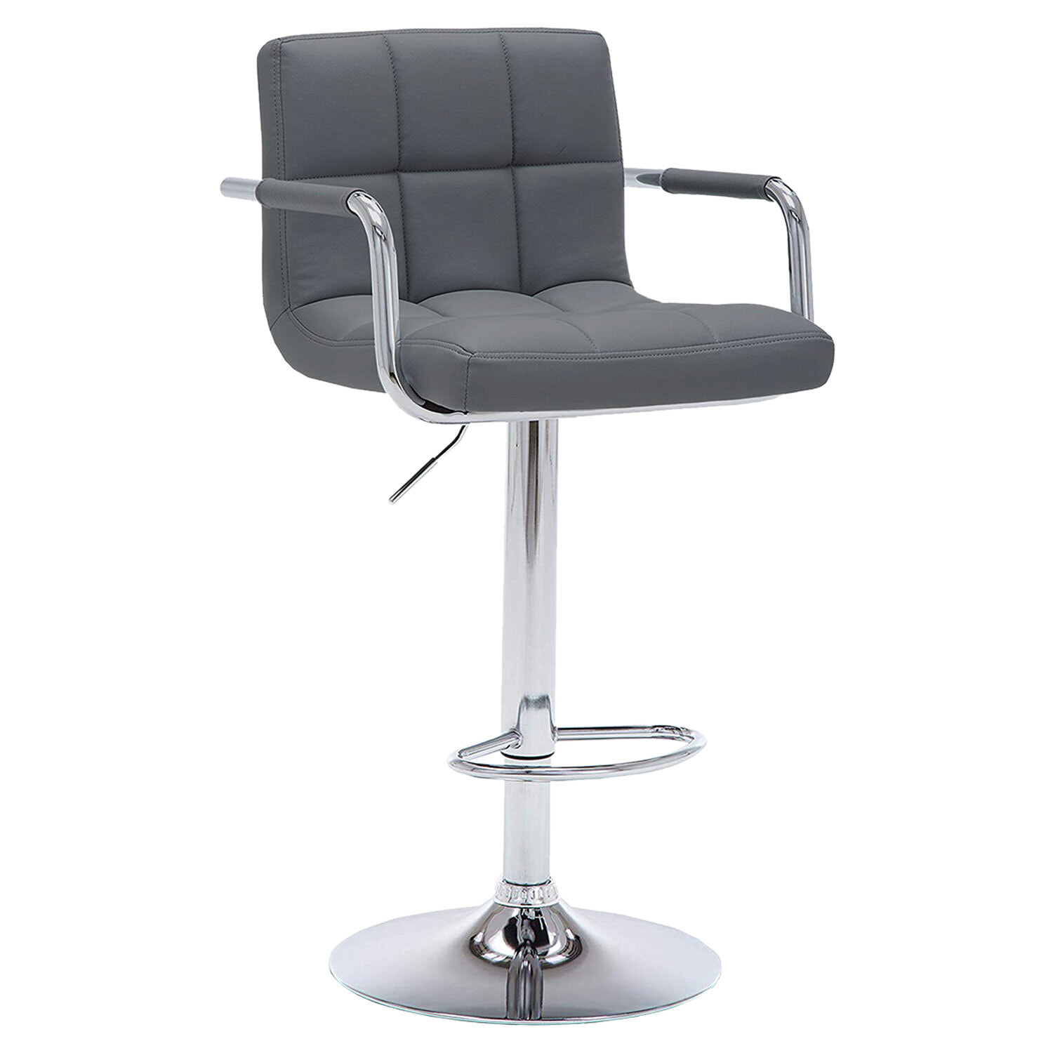 Lot de 2 tabourets de bar gris avec accoudoirs MIKE