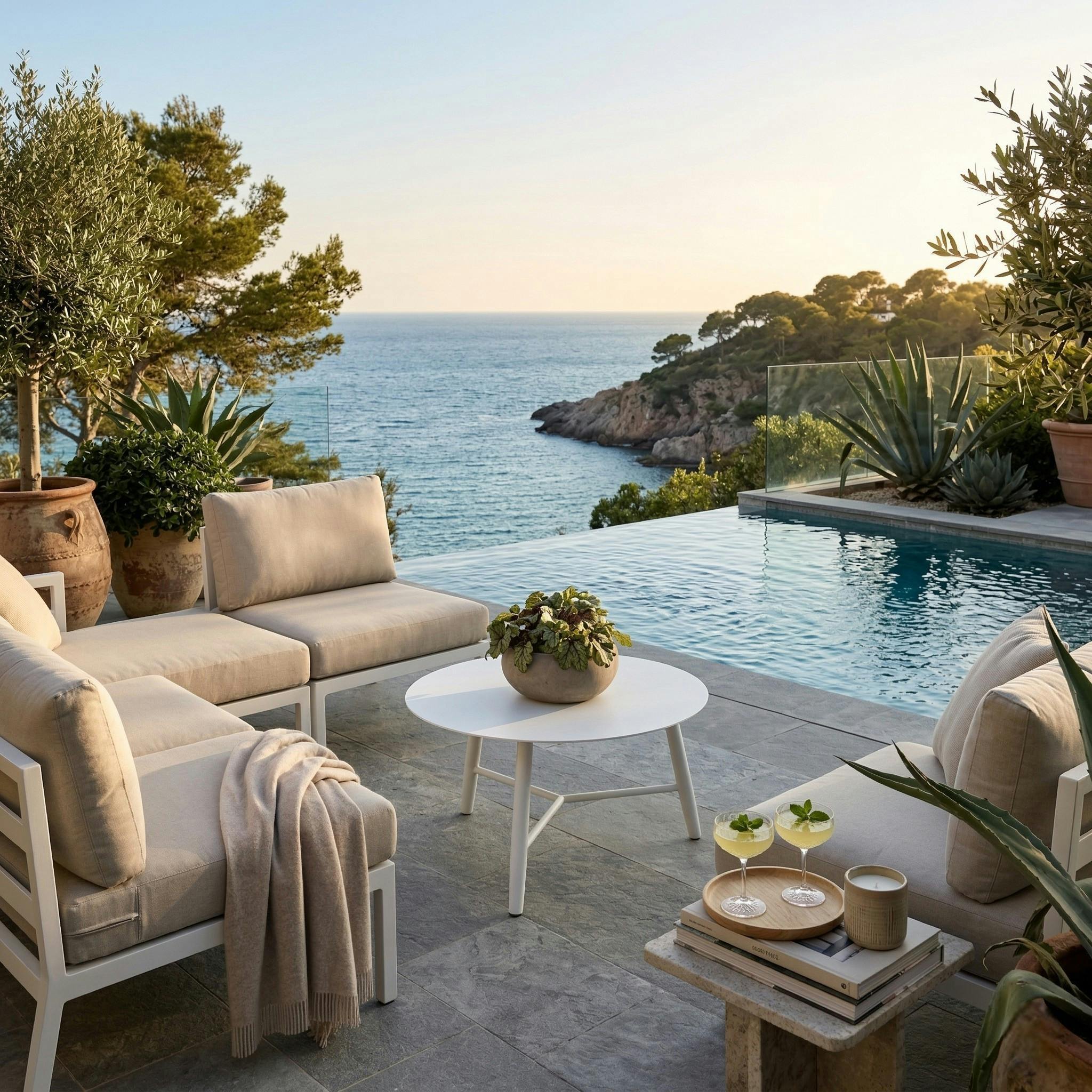 Table basse de jardin en aluminium blanc Ø 75 cm STOCKHOLM