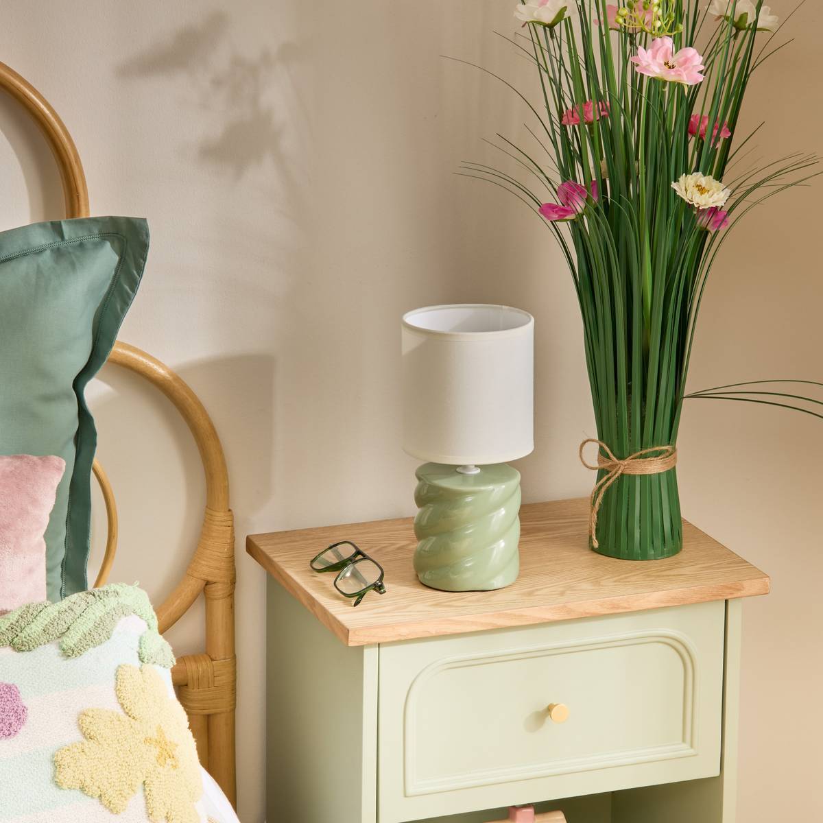 Lampe Noly H27cm vert céladon