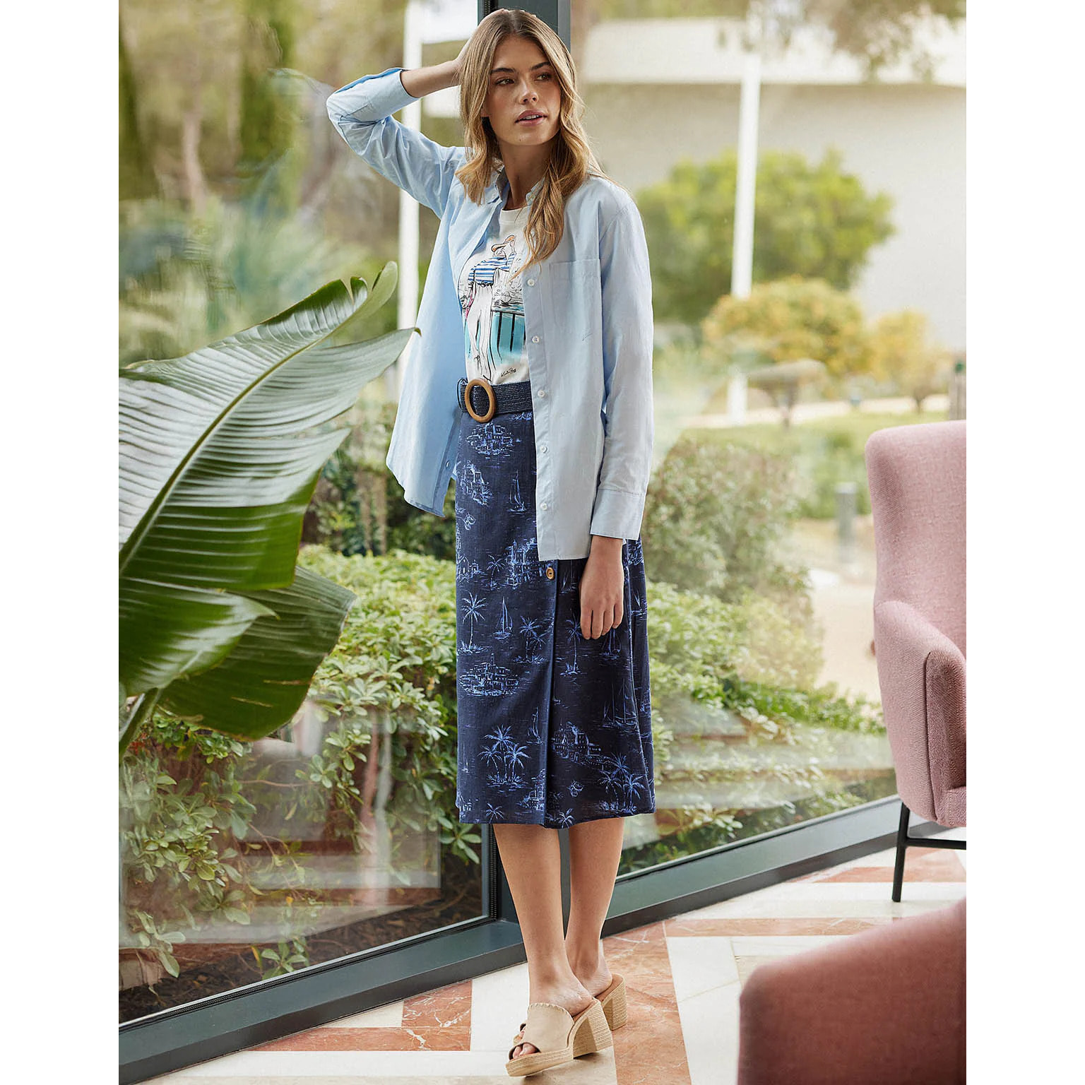 Falda Midi Azul Marino - Falnetis