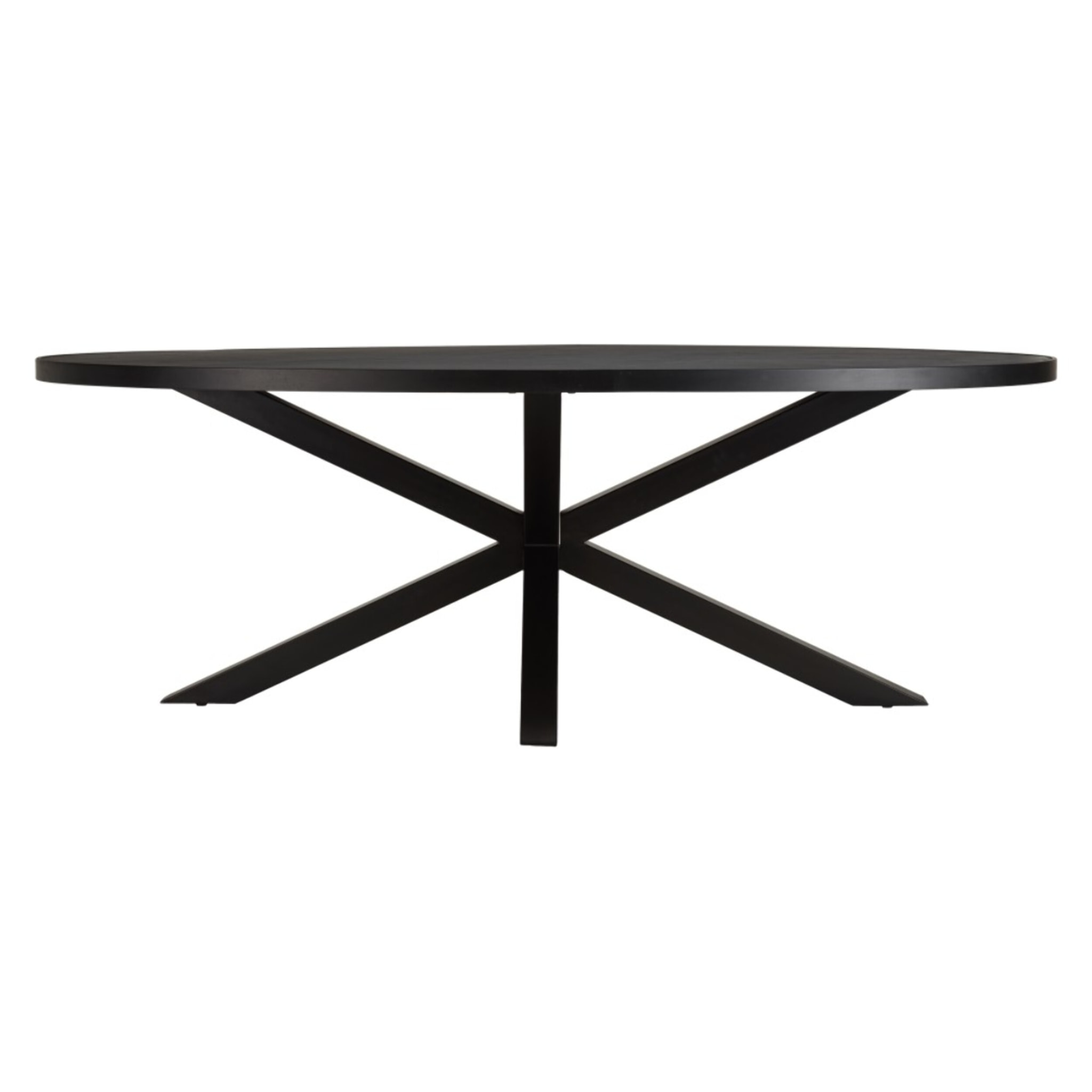 BASILE - Table à manger 220x110cm plateau noir effet pierre