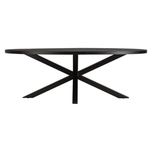 BASILE - Table à manger 220x110cm plateau noir effet pierre