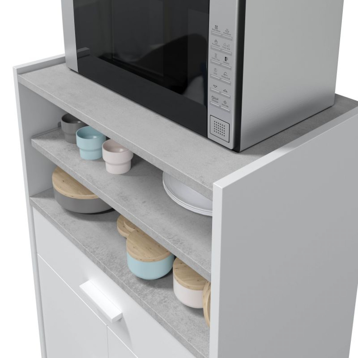 Mueble microondas Basic Blanco Artik (Blanco Mate) - Gris Cemento