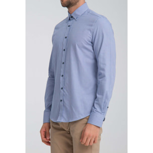 Camicia Uomo Botton Down Slim Armaturato Fantasia Avion e Bianco