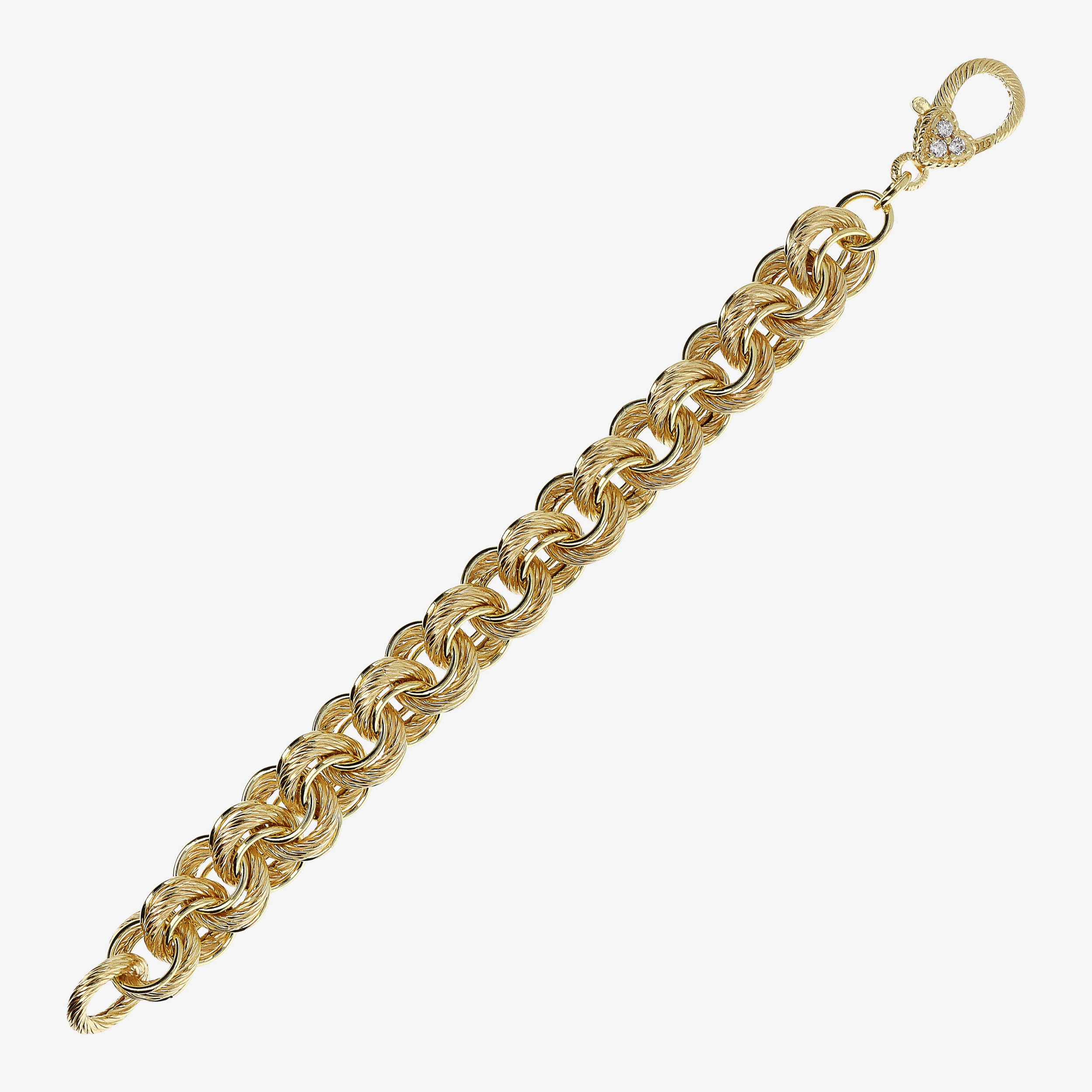 Bracciale in Argento 925 placcato Oro Giallo 18Kt Maxi Maglia Rolo Tripla