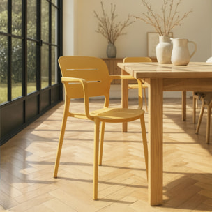 Lot de 4 fauteuils de table  jaune en polypropylène SUNSET