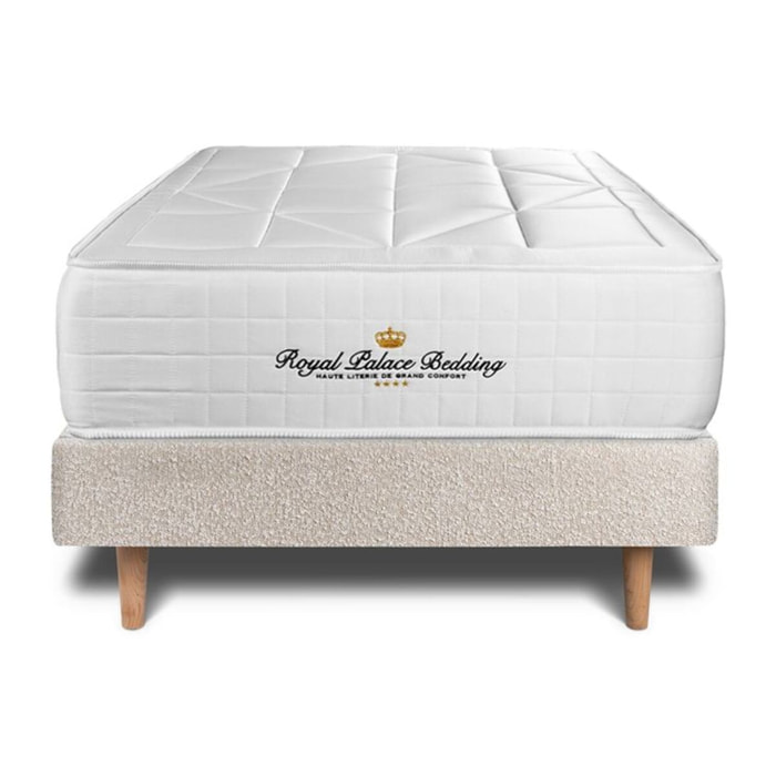 Ensemble 1p - Matelas Ressorts ensachés et mémoire de forme - Maxi Epaisseur : 26cm - Confort : Équilibré - Bouclette - Windsor