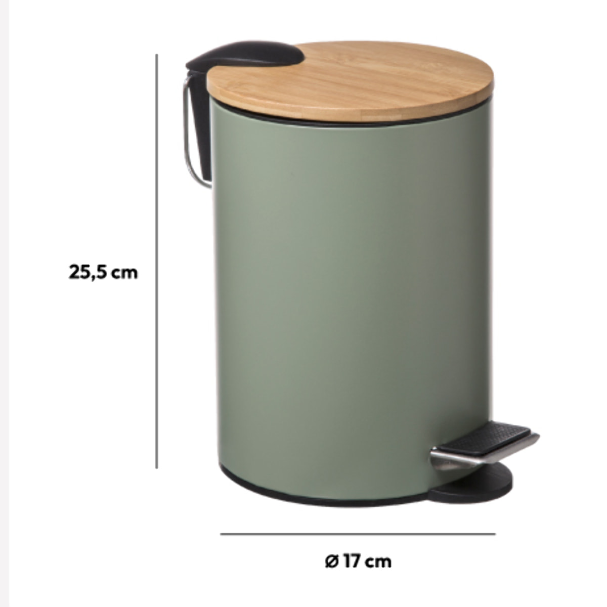 Poubelle Soft close 3L Vert Kaki Trio