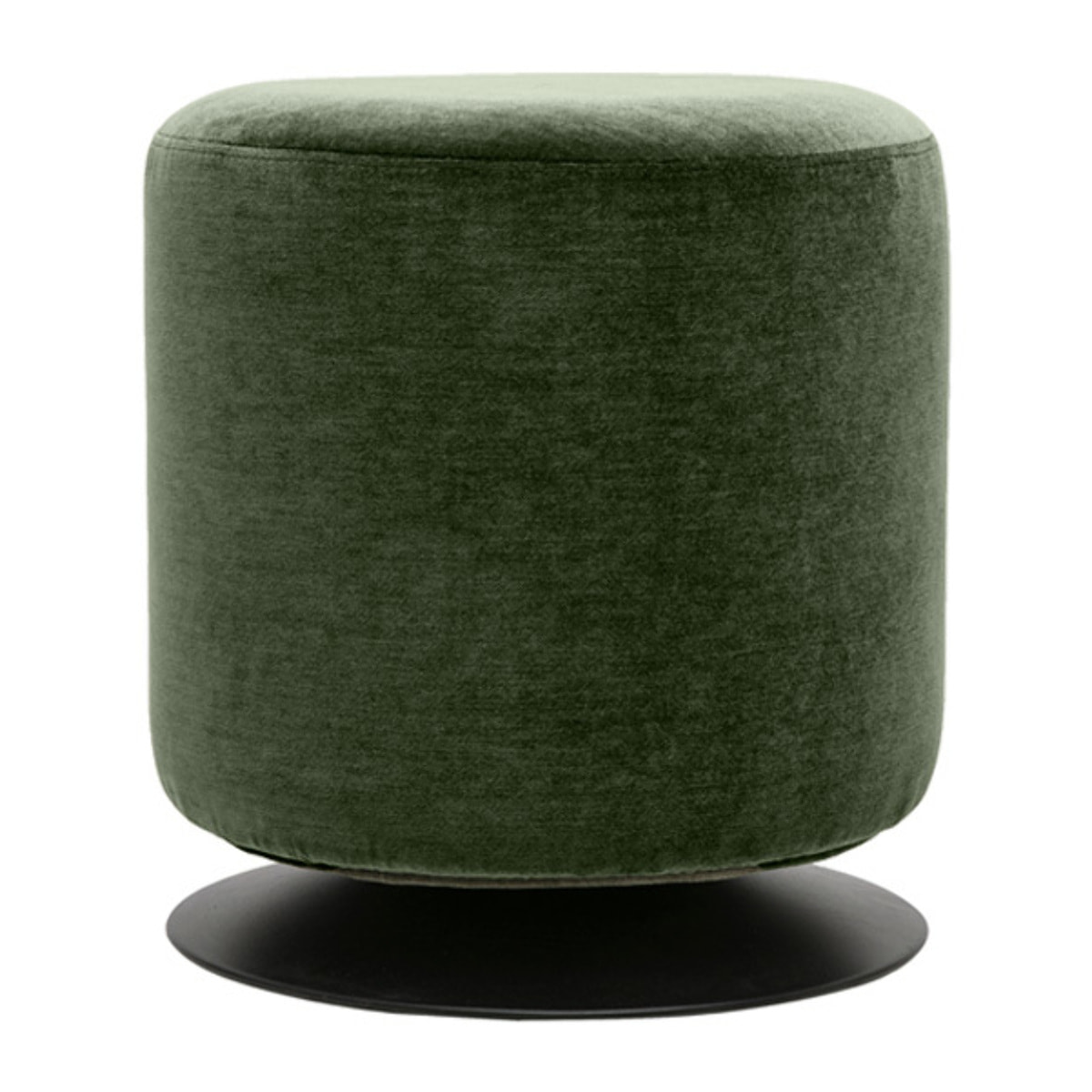 Pouf rond pivotant en tissu effet velours vert kaki et métal D39.5 cm VOLNAY