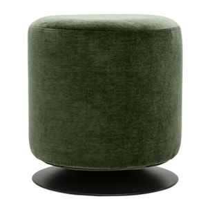 Pouf rond pivotant en tissu effet velours vert kaki et métal D39.5 cm VOLNAY