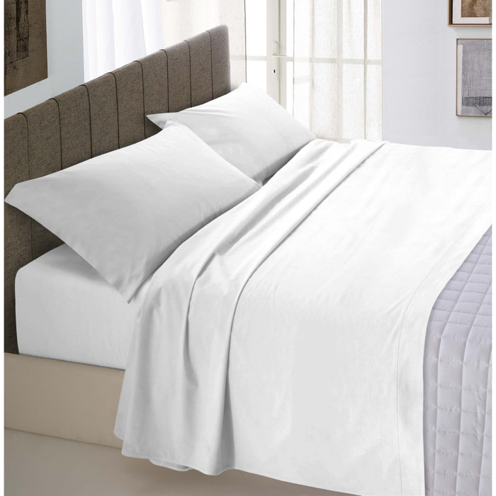 COMPLETO LETTO NATURAL COLOUR MADE IN ITALY COTONE-BIANCO/BIANCO PIAZZA E MEZZA