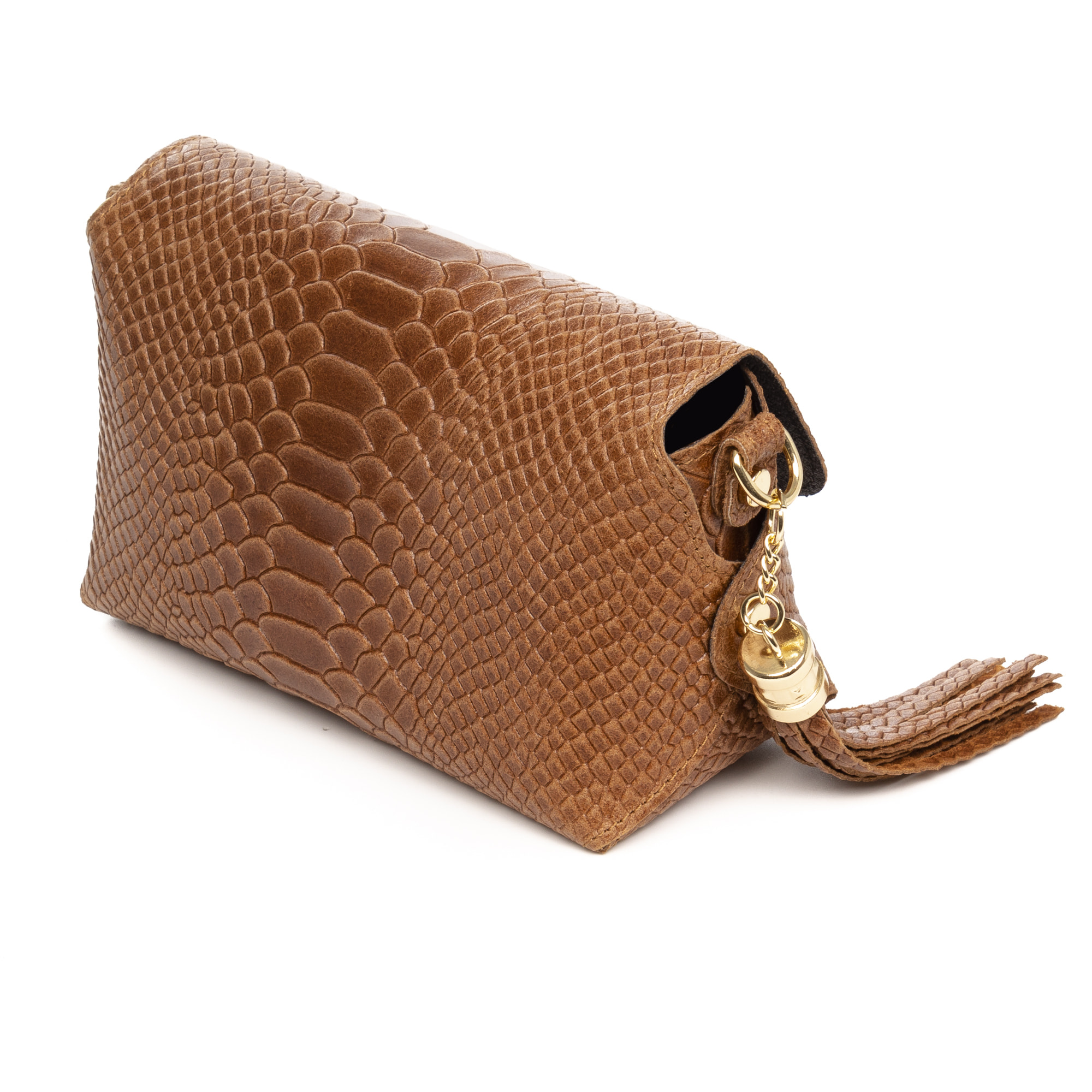 Amblar borsa a tracolla donna. Pelle autentica scamosciata stampa serpente.