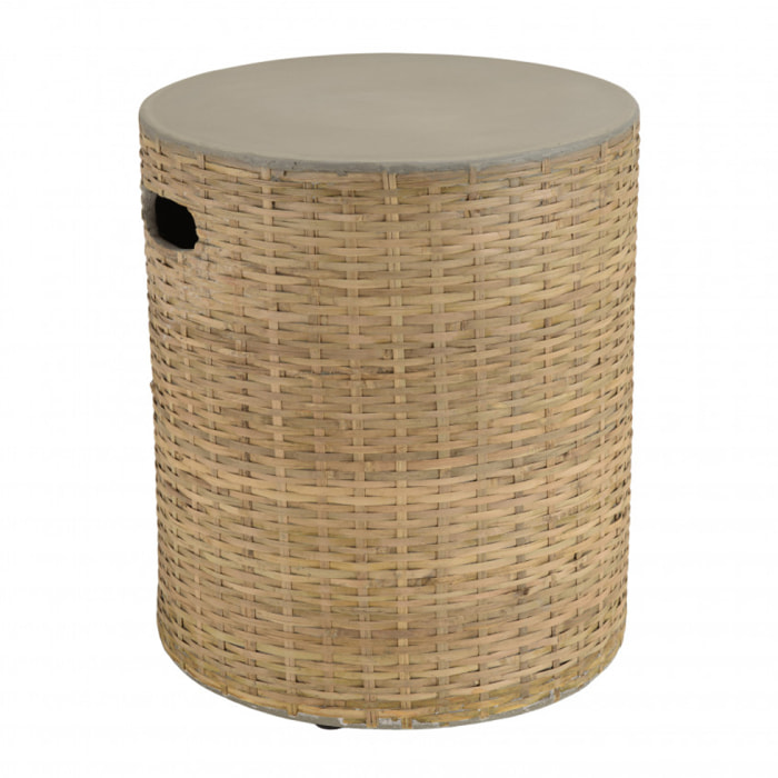 HANS - Table d'appoint ronde plateau en béton socle en bambou naturel