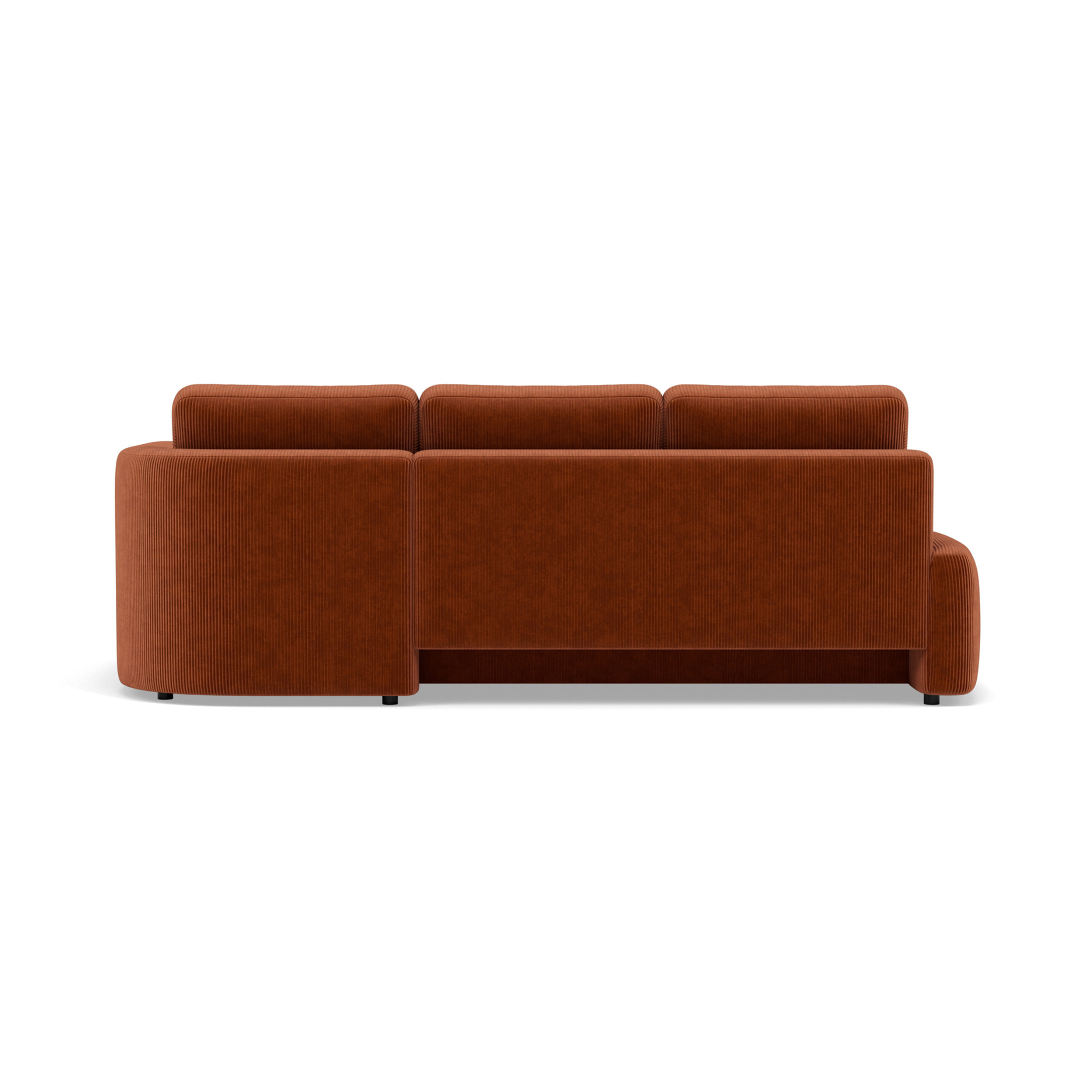 Mahina - canapé d'angle droit 4 places convertible avec coffre en velours côtelé - Terracotta
