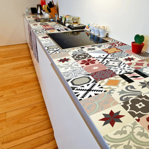 Sticker carrelage - Ambiance Sticker - 60 CARREAUX DE CIMENT MEUBLE AUTHENTIQUES LIVINAEA - 10x10cm