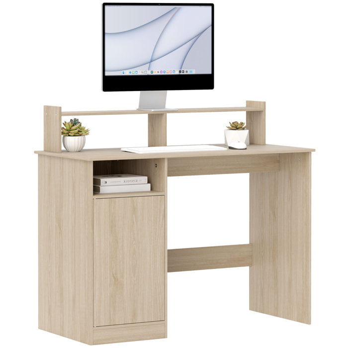 Escritorio con Estantería Moderno Escritorio con Puerta Compartimentos Abiertos y Soporte para Monitor Mesa para Estudio Dormitorio Hogar Oficina 108x50x94 cm Natural