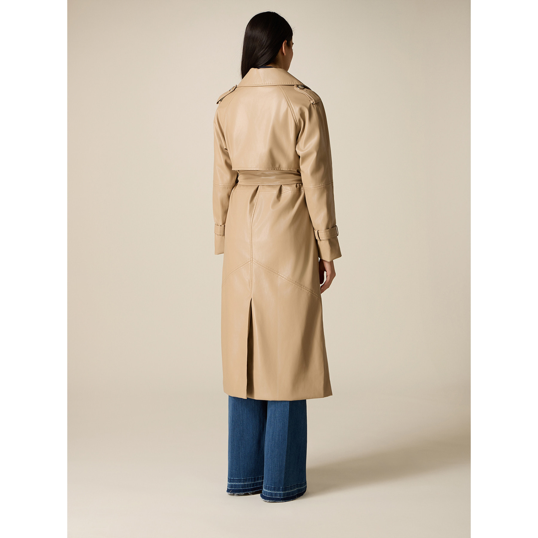 Oltre - Trench largo en tejido revestido - Beige