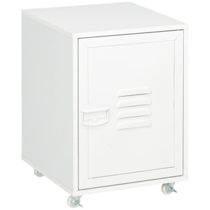 Cajonera de Oficina Mueble Archivador con Ruedas Estante Ajustable y Puerta de Metal para Tamaño A4 para Estudio Salón 38x38,5x55,5 cm Blanco