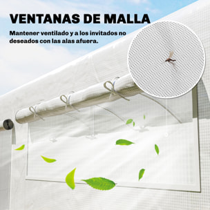 Invernadero de Exterior 6x3x2 m, Invernadero de Túnel con 3 Puertas Enrollables, Ventanas de Malla, Cubierta PE 140g/m² Anti-UV y Marco de Acero Galvanizado, para Cultivos, Plantas, Blanco