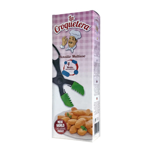Utensilio multiuso con 4 moldes intercambiables , para croquetas, albóndigas, bolas, sushi, en color rosa de plástico - La croquetera: patentado y fab