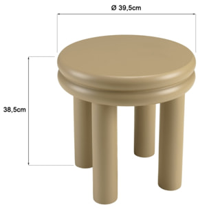 AGATHE - Table d'appoint ronde en bois peint taupe D40cm