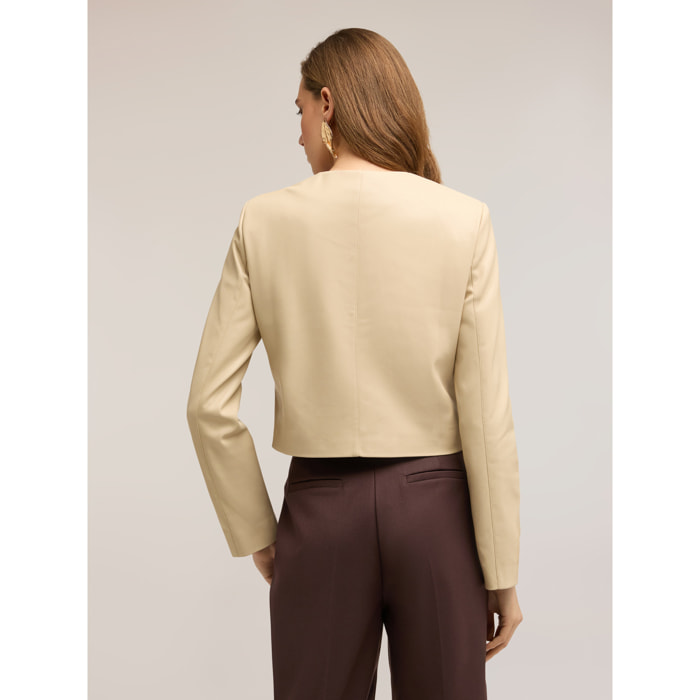 Motivi - Chaqueta corta en tejido revestido - Beige