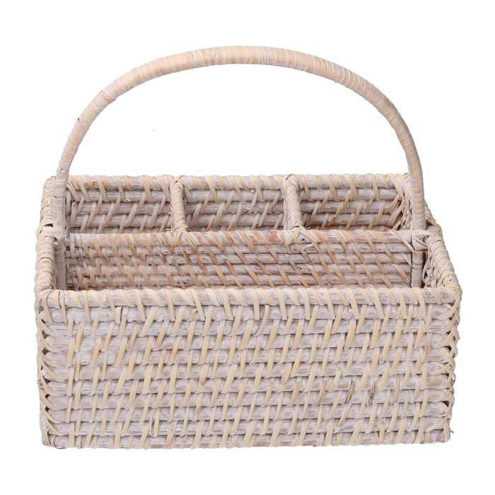 Portaposate in rattan algarve bianco rettangolare cm26x20h11/22